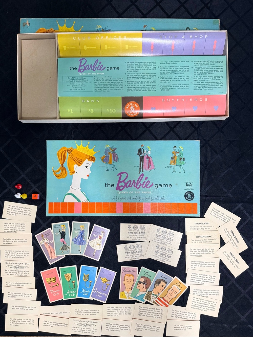 Barbie Board Game with Aqua Blue Box and Multicolor Cards